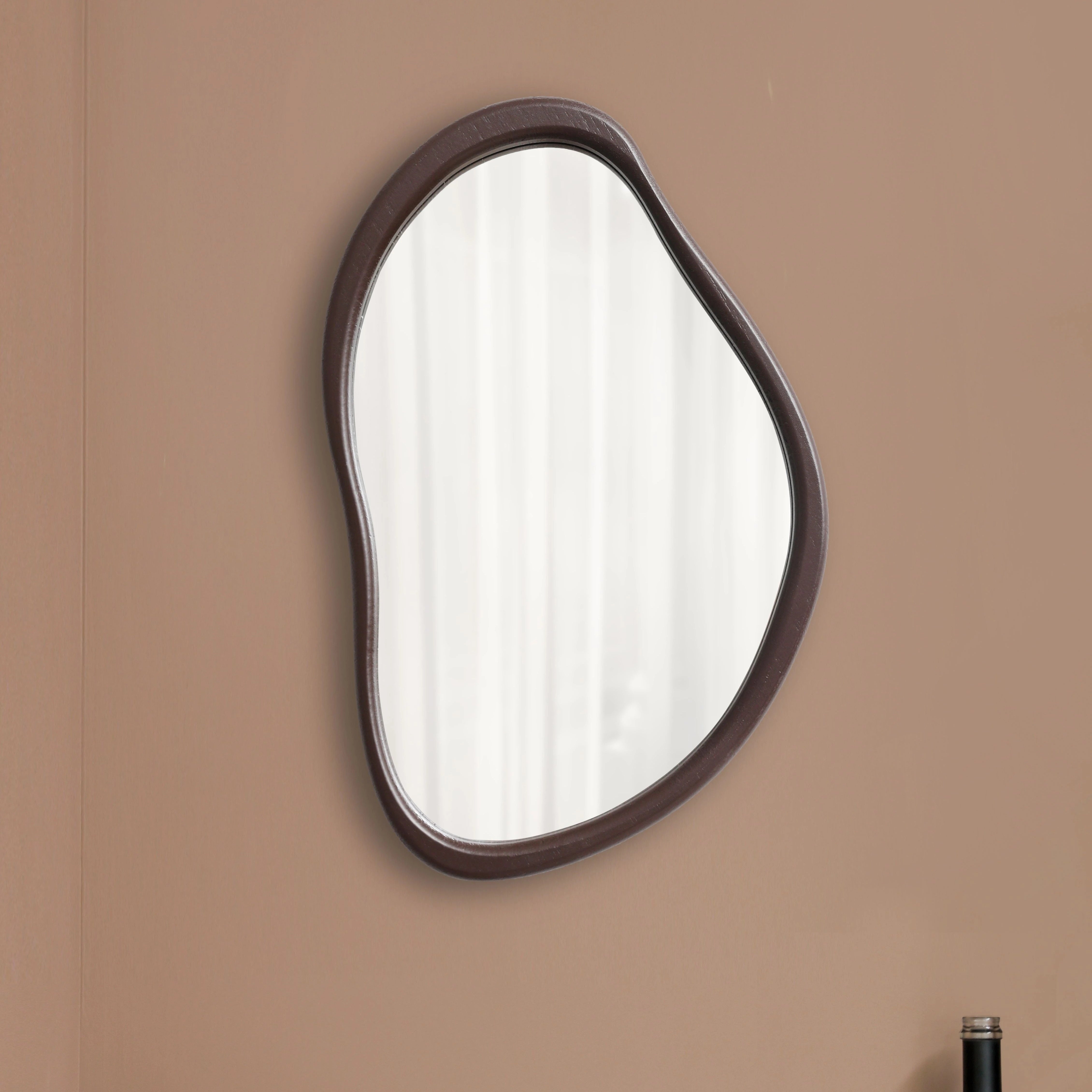 Vintage Irregular Wall Mirror | Wooden Frame Makeup Mirror