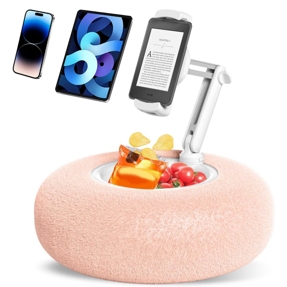 Fuzzy Pillow Phone Holder with Snack Bowl - Easy Cooking | Professional Kitchen | Cooking Gadget