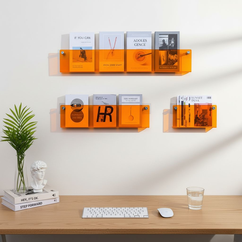 Acrylic Magazine Holder | Wall-Mounted Floating Shelf