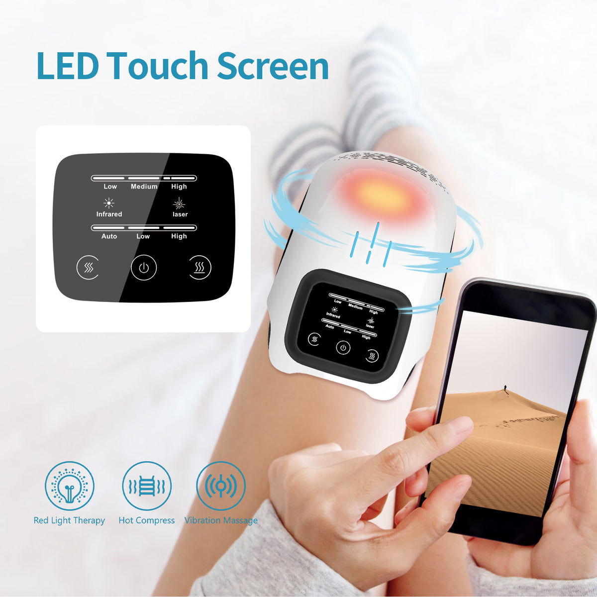 Knee Care | Electric Knee Massager with Infrared Heating & Vibration | Rechargeable Design for Pain Relief 5