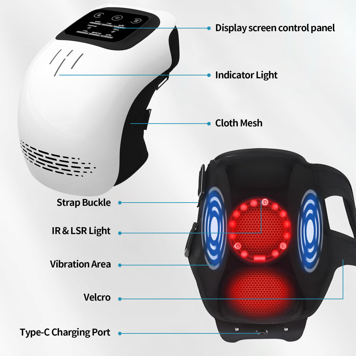 Knee Care | Electric Knee Massager with Infrared Heating & Vibration | Rechargeable Design for Pain Relief 7