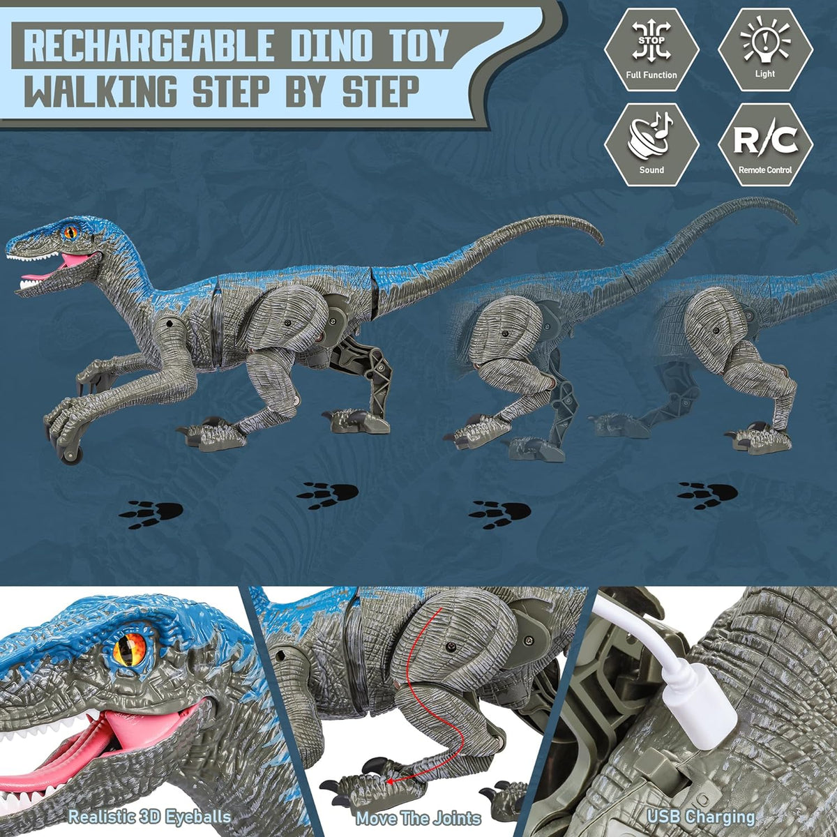Rechargeable Walking Dinosaur Remote Control Toy