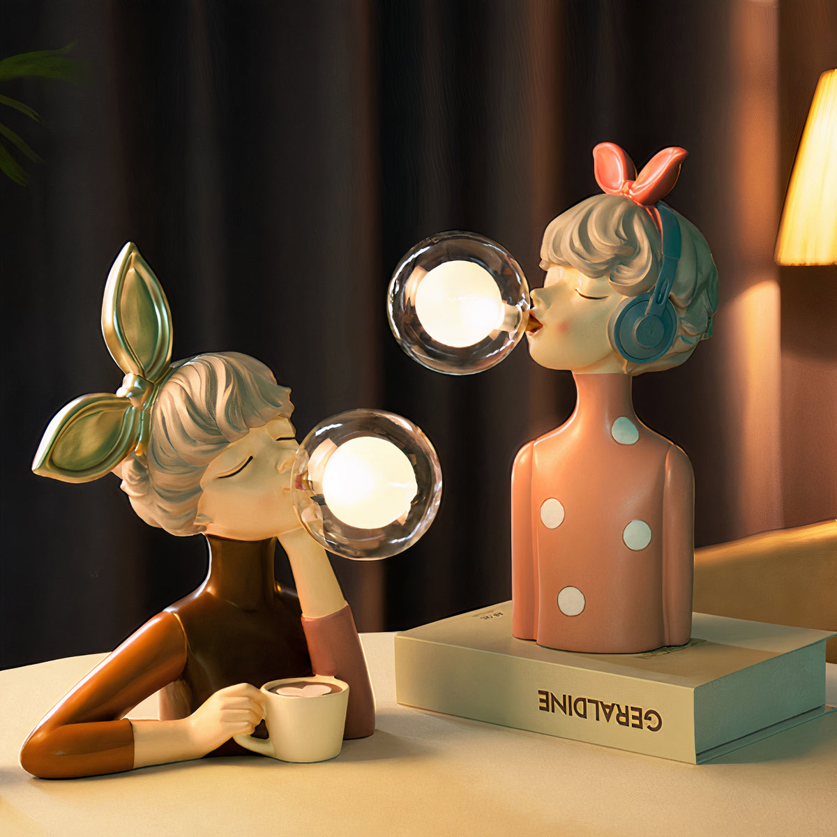 ArtisanCraft | Elegant Handmade Wood and Textile Bedside Table Lamp 3