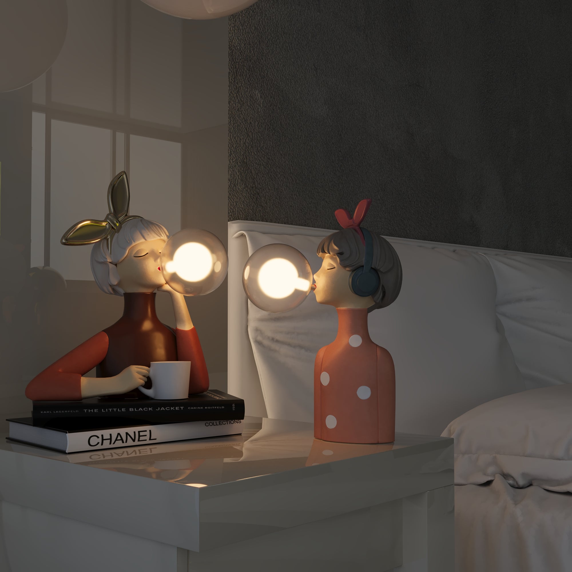 ArtisanCraft | Elegant Handmade Wood and Textile Bedside Table Lamp 8