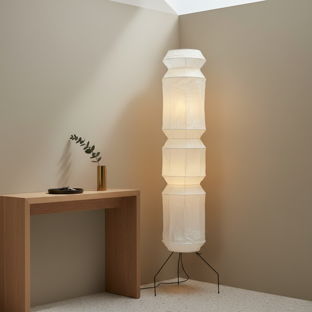 Artisan Collection | Modern Floor Lamp with Handmade Washi Paper Shade | Adjustable Height for Cozy Ambiance