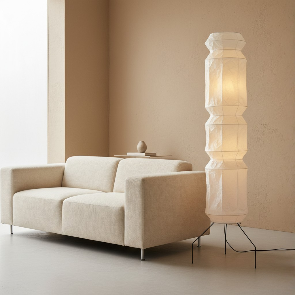 Artisan Collection | Modern Floor Lamp with Handmade Washi Paper Shade | Adjustable Height for Cozy Ambiance