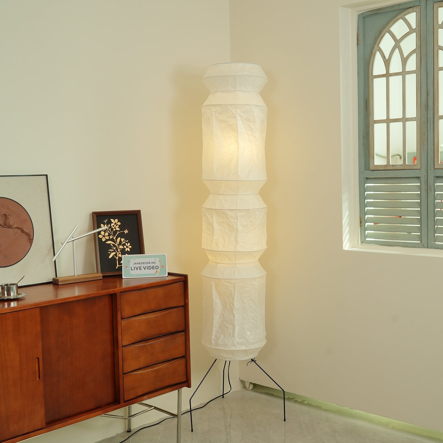Artisan Collection | Modern Floor Lamp with Handmade Washi Paper Shade | Adjustable Height for Cozy Ambiance