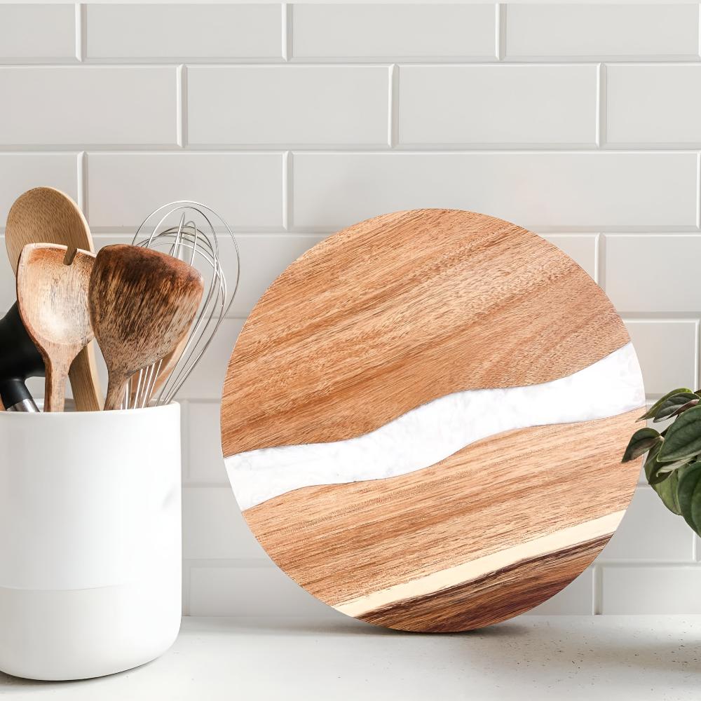Artisan Epoxy Round Wood Chopping Board 8
