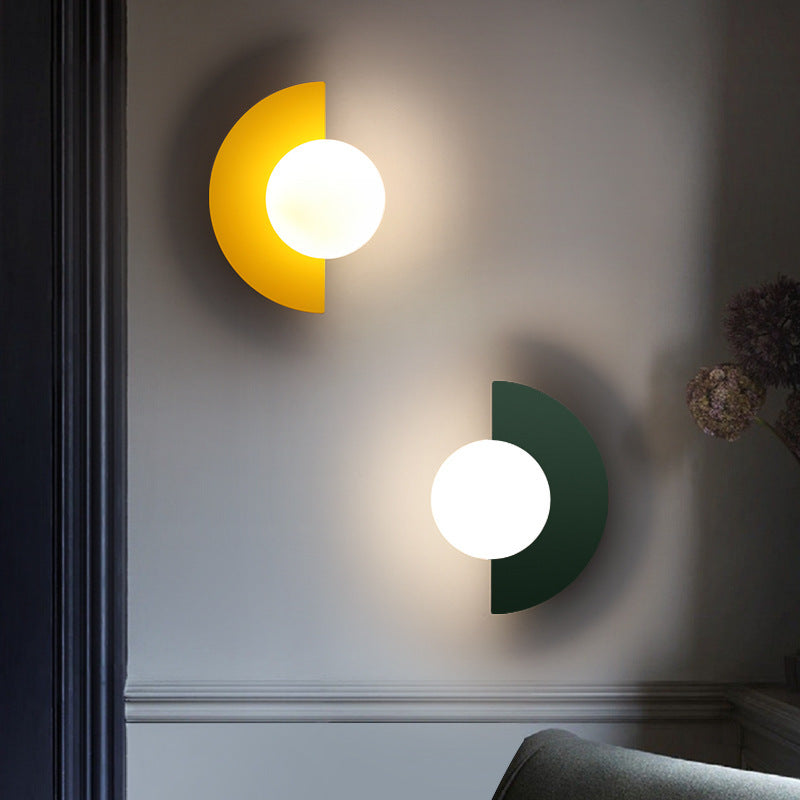 Modern Minimalist Glass Globe Wall Sconce | Semi-Circle Design