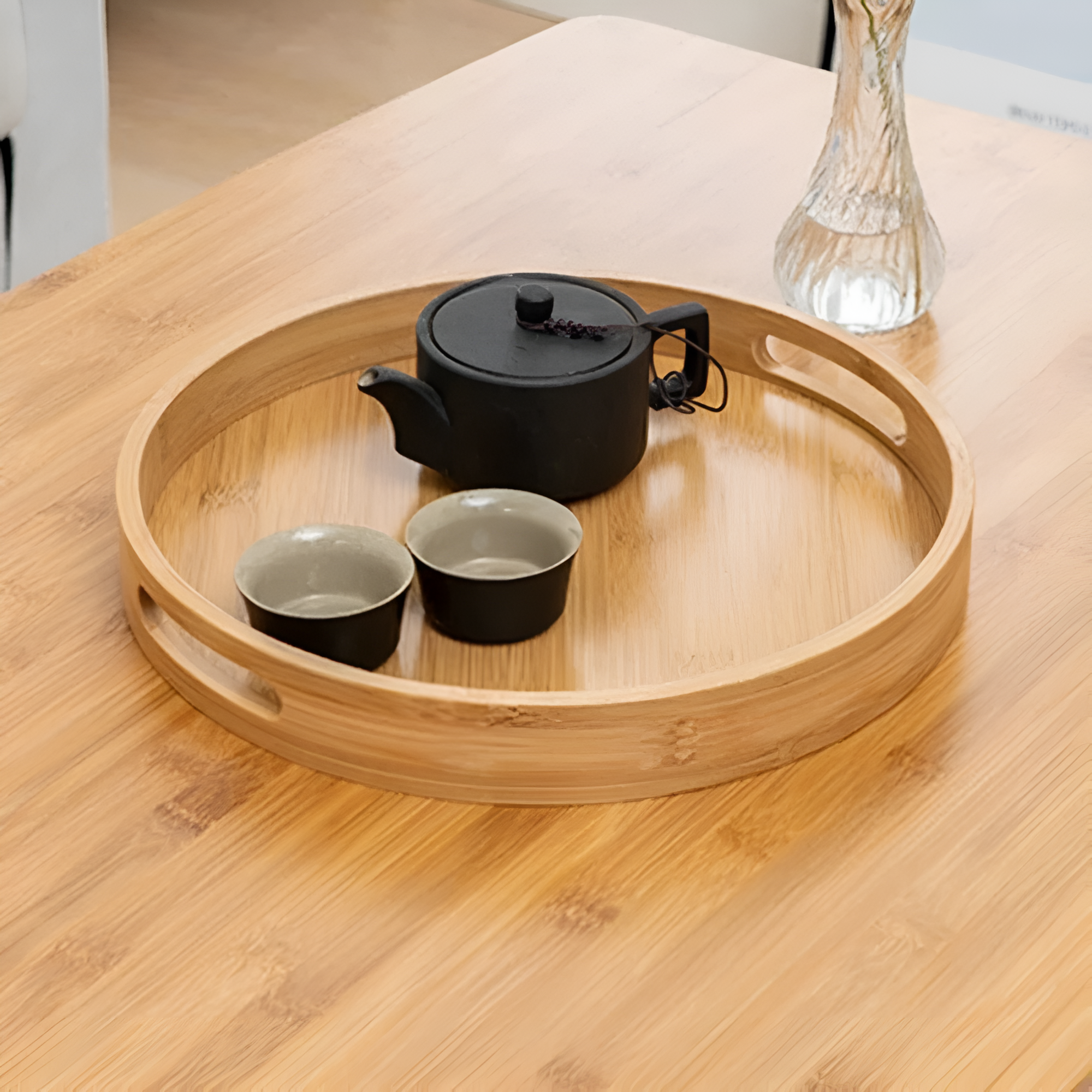 Bamboo Wood Round Serving Tray 5