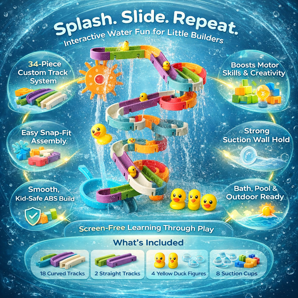 Toddler Bath Toy Water Slide Track Set