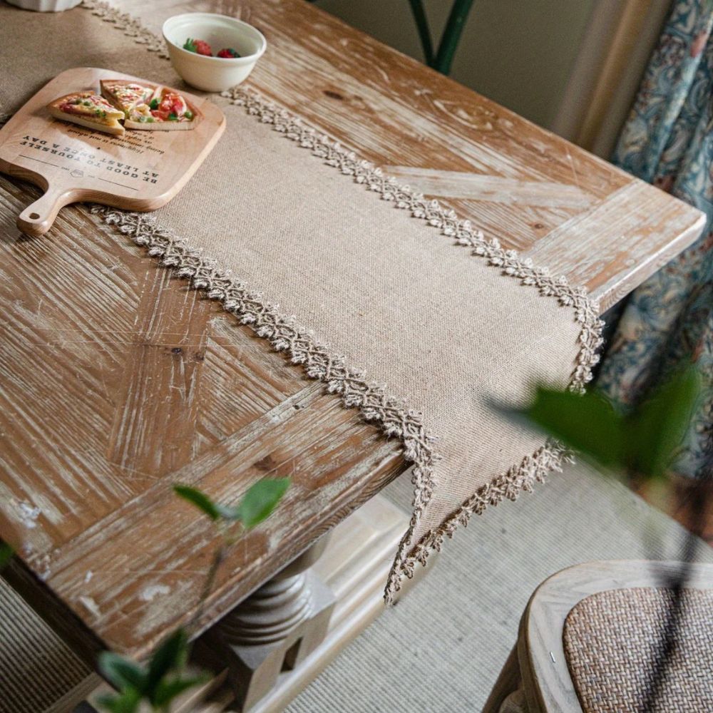 Burlap Charm Boho Table Runner 1