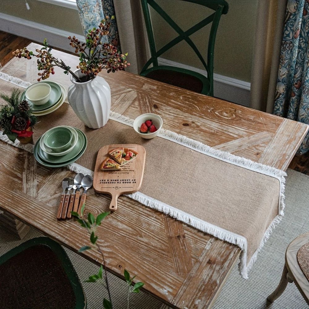 Burlap Charm Boho Table Runner 7