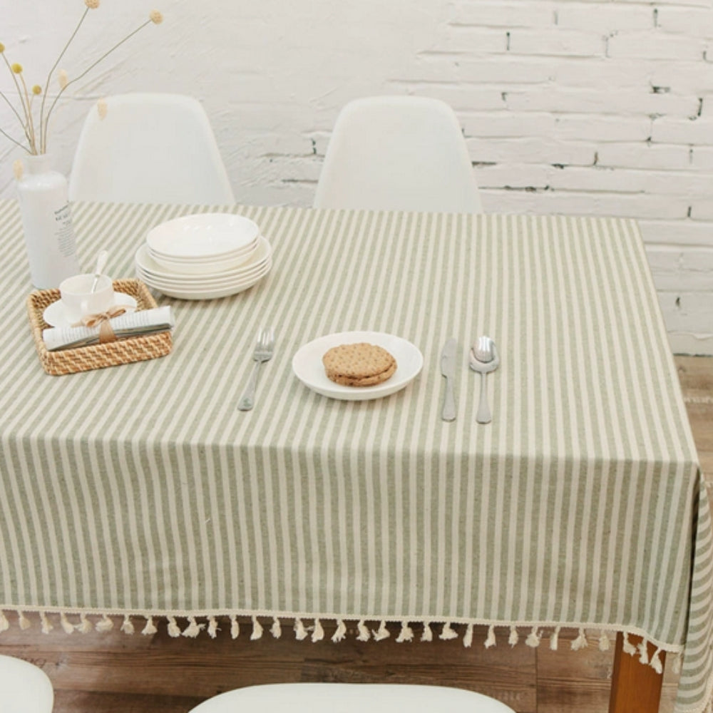 Classic Striped Tassel Table Cloth 11