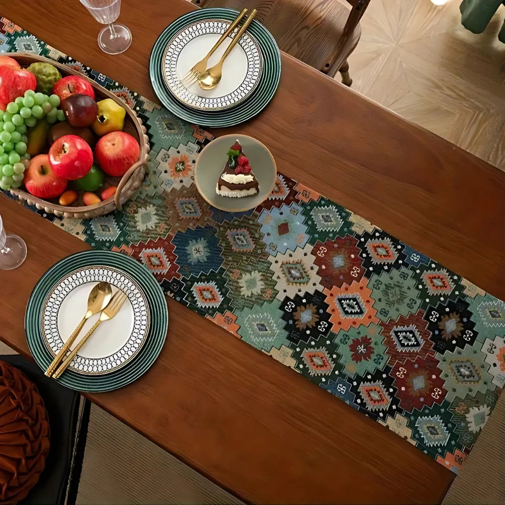 Colourful Geometric Tassel Table Runner Decor 3