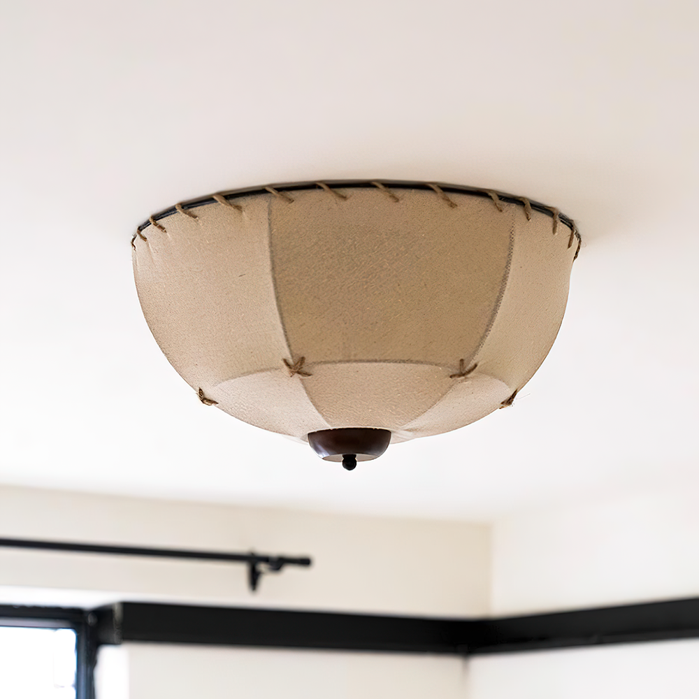 Rustic Wood Fabric Ceiling Light