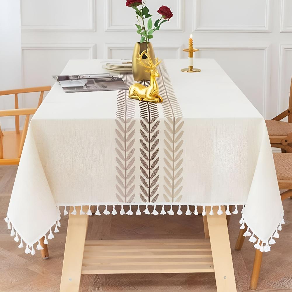Elegance Leaves Embroidered Tablecloth 1