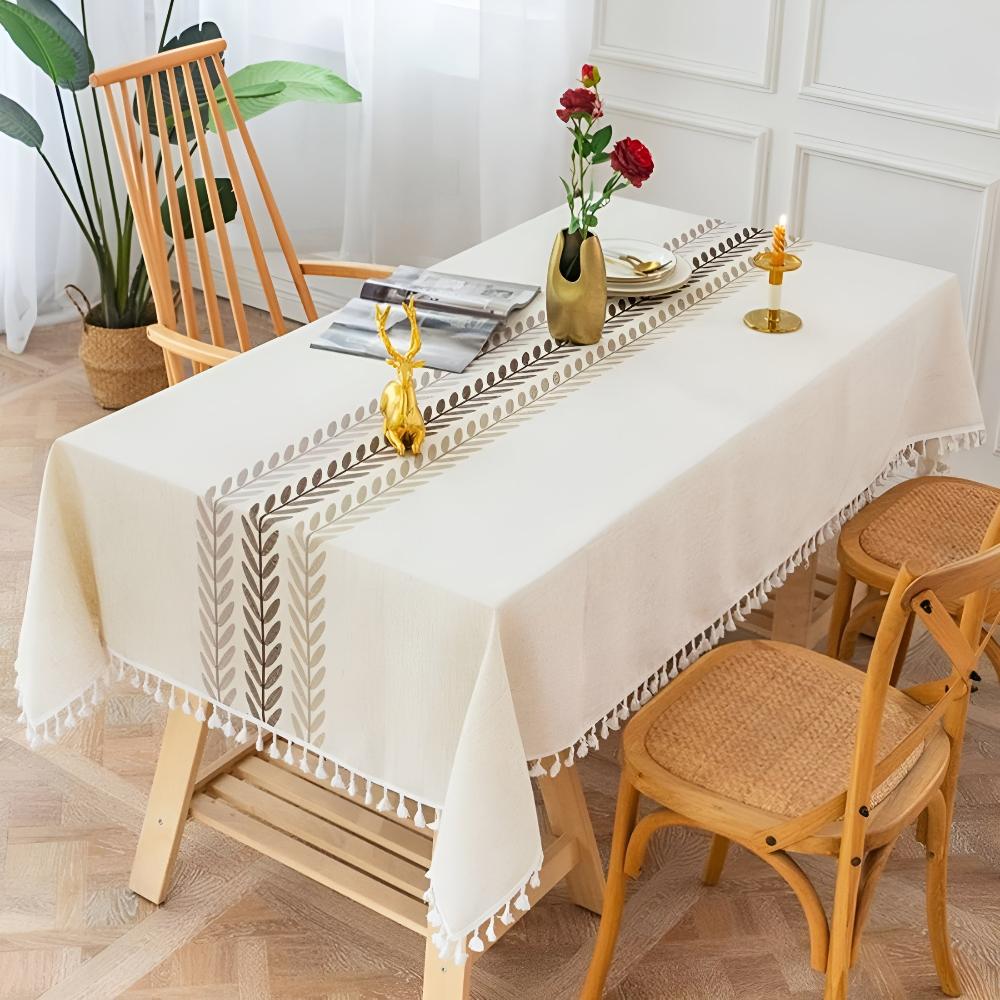 Elegance Leaves Embroidered Tablecloth 4