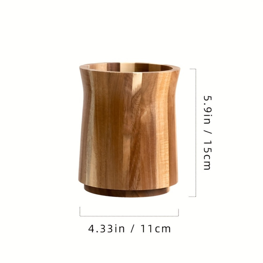 Elegant Acacia Wood Rotating Utensil Holder 0