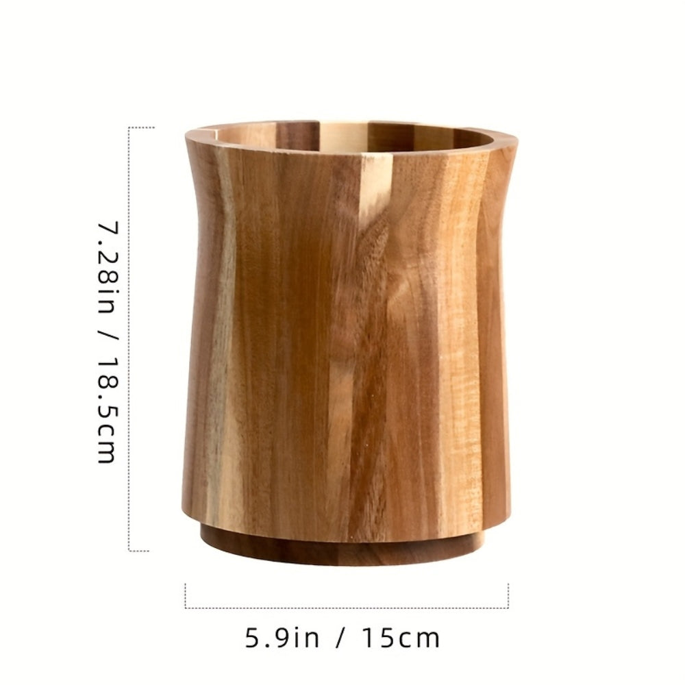 Elegant Acacia Wood Rotating Utensil Holder 7