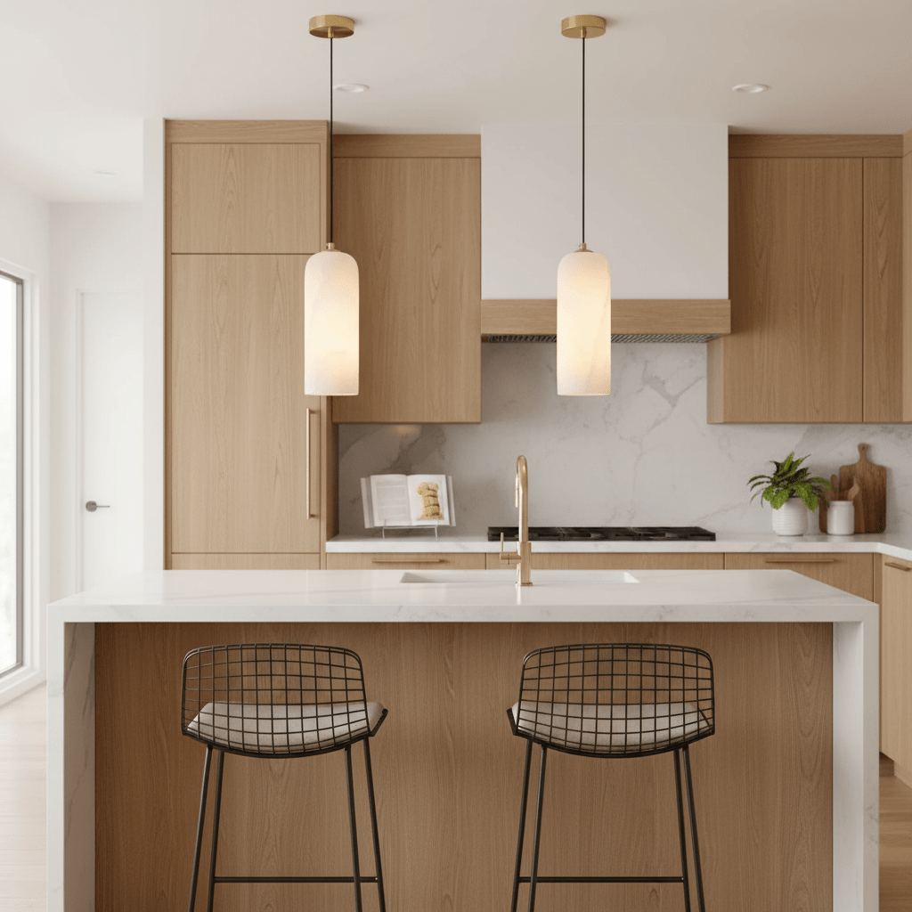 Elegant Alabaster Globe Pendant Light | Adjustable Height Hanging Light for Soft Illumination in Kitchen and Dining Spaces