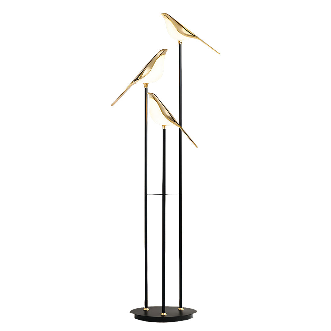 Elegant Gold Floor Lamp | Modern Standing Lamp with Unique Magpie Design | Artistic Lighting for Contemporary Living Rooms