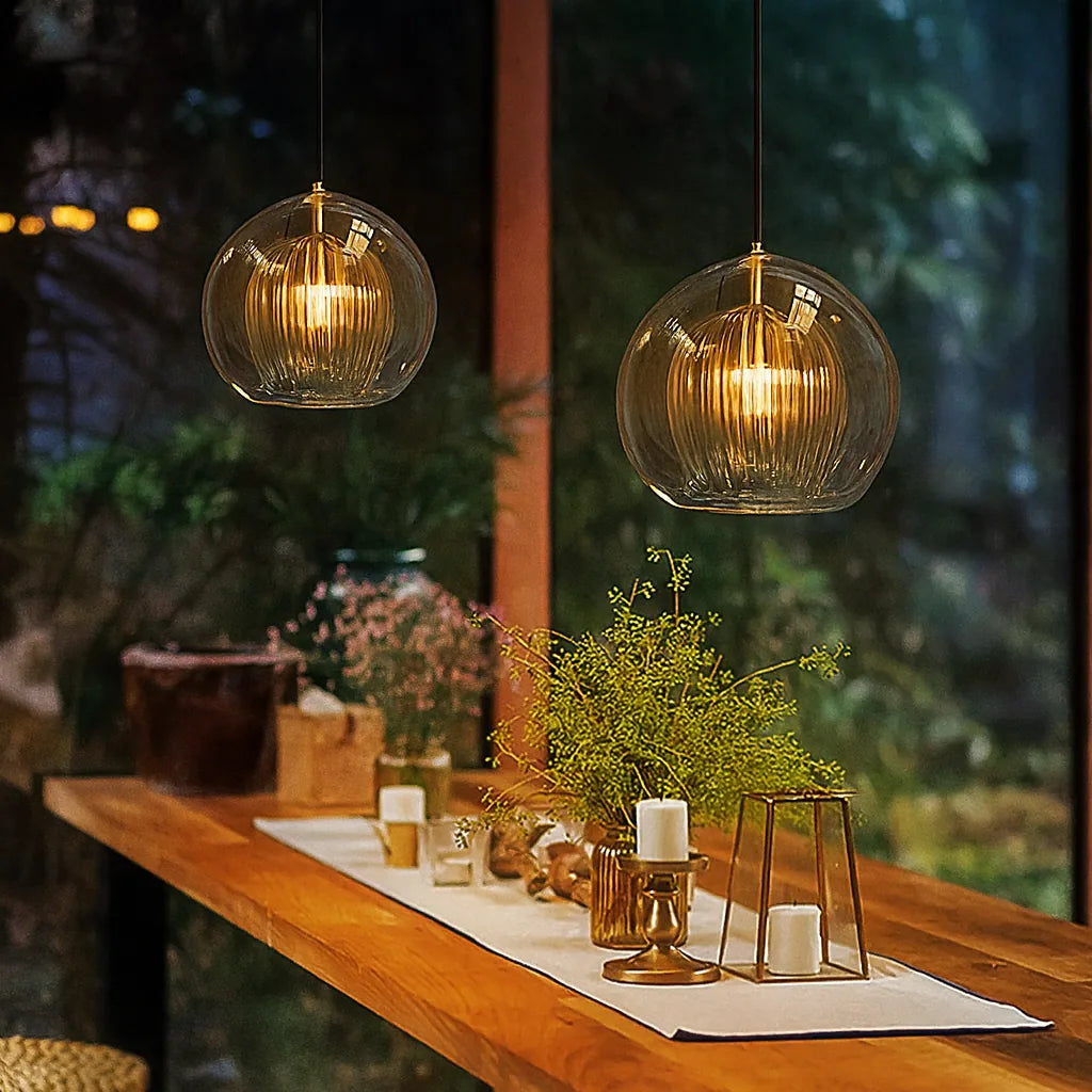 Elegant Lighting | Glass Pendant Light with Adjustable Cord | Modern Design for Kitchen and Dining Spaces