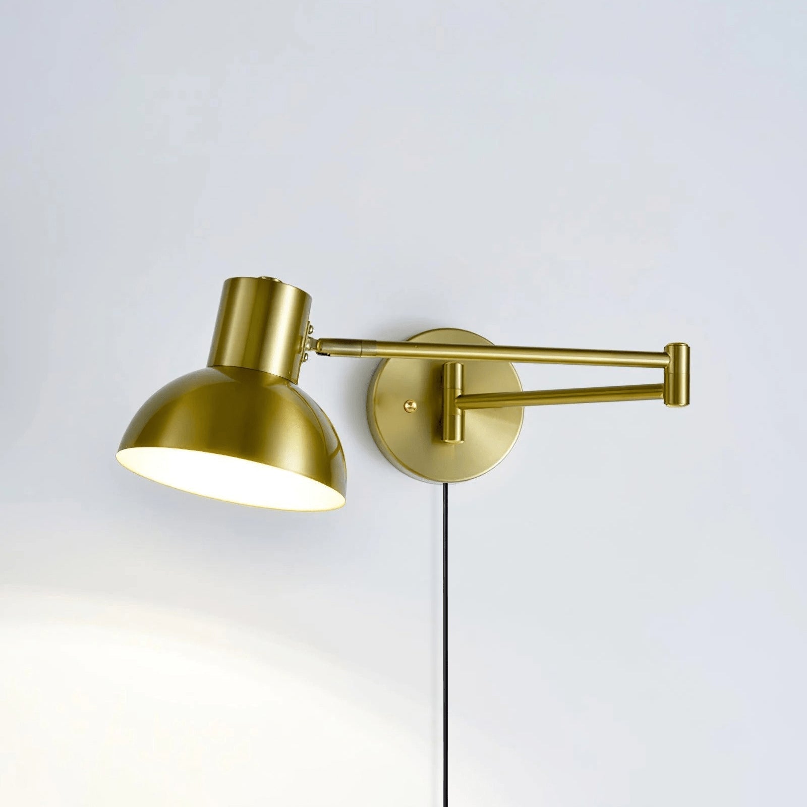 Elegant Metal Wall Light | Adjustable Swing Arm Sconce with Plug-In Design for Focused Illumination