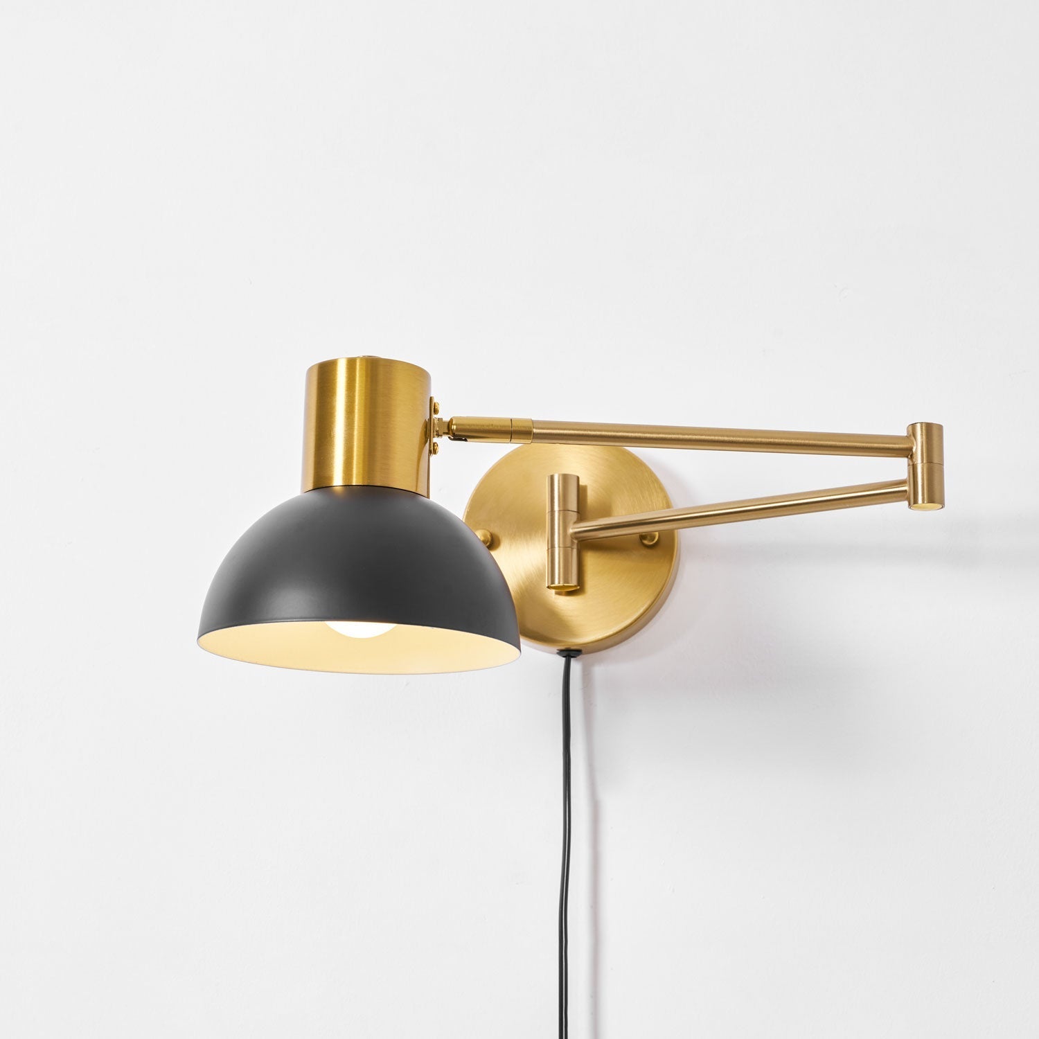 Elegant Metal Wall Light | Adjustable Swing Arm Sconce with Plug-In Design for Focused Illumination
