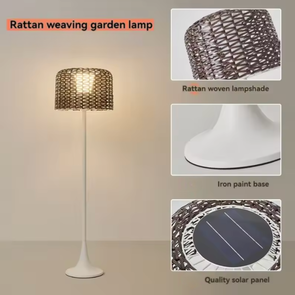 Elegant | Solar Garden Lights with Integrated LED & Waterproof Rattan Design for Stylish Outdoor Ambiance