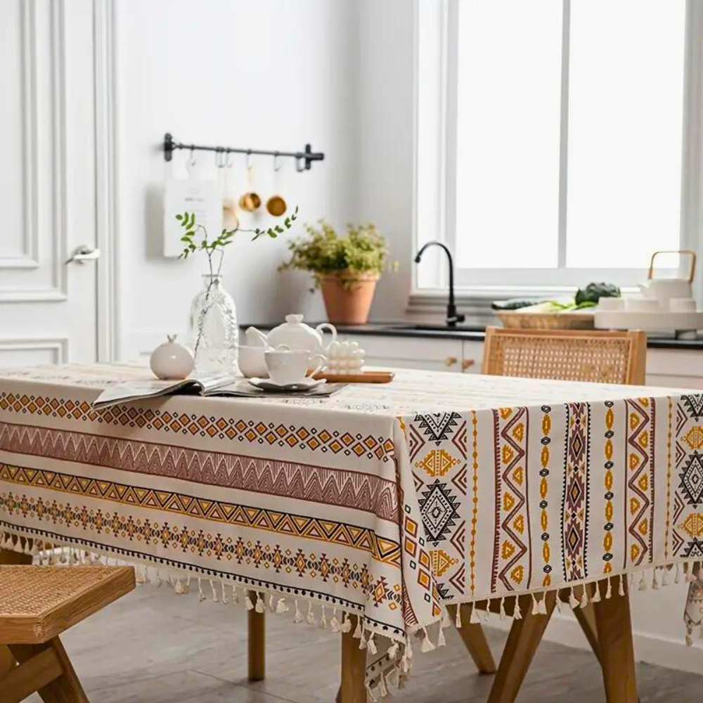 Exquisite Bohemian Tablecloth with Tassels 1