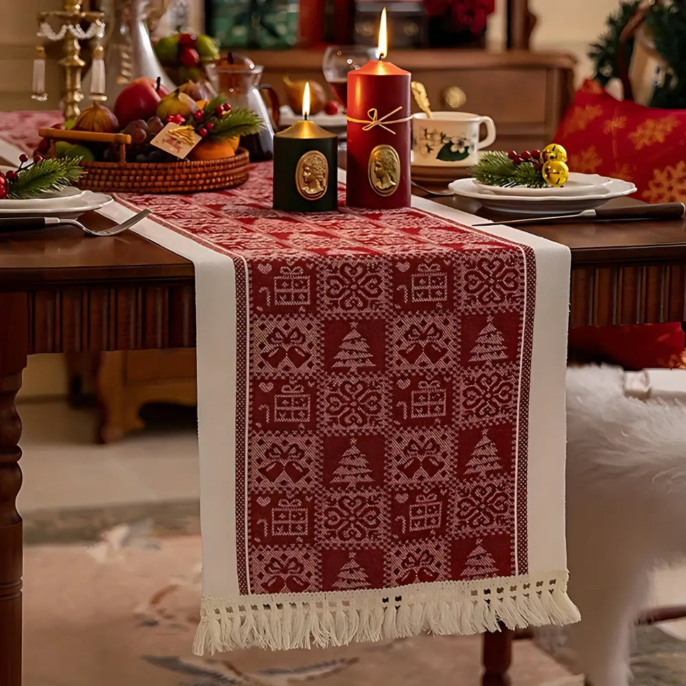 Festive Christmas Elk Table Runner 1