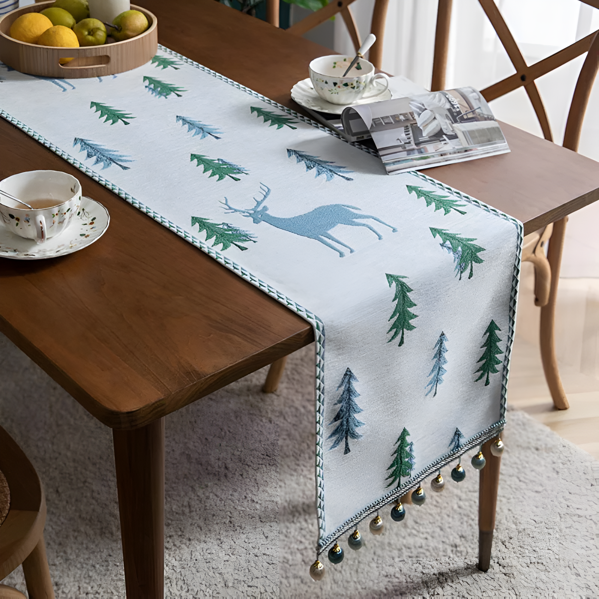 Festive Pine Tree Tassel Runner 3