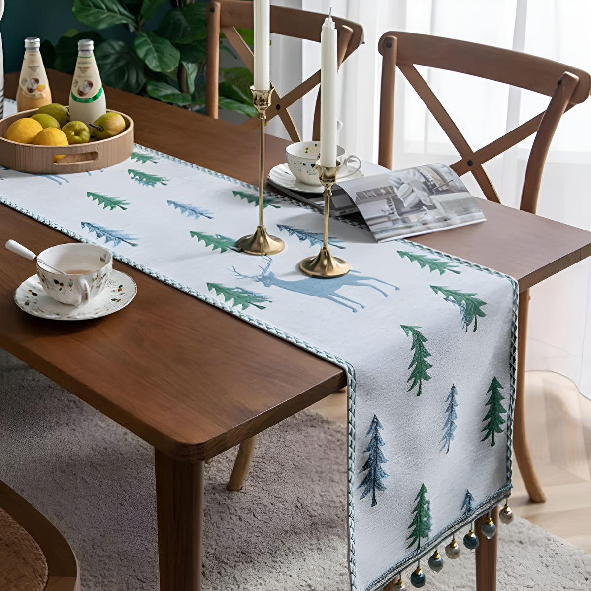 Festive Pine Tree Tassel Runner 6