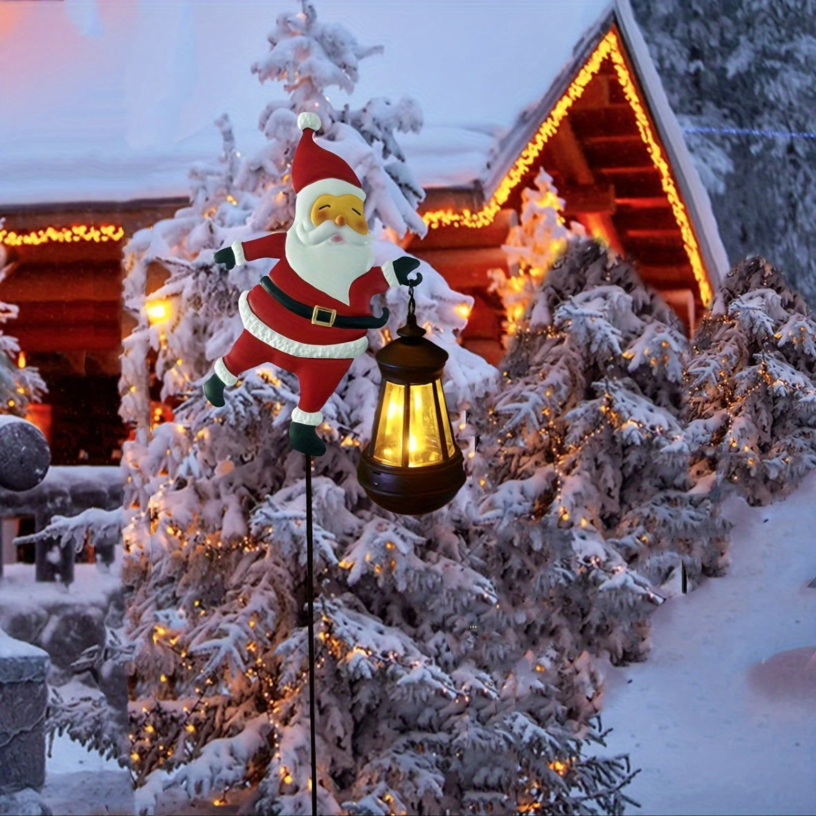 Festive Solar Garden Lights | Santa Lantern Design with Weather Resistance | Outdoor Lights for Seasonal Ambiance 6