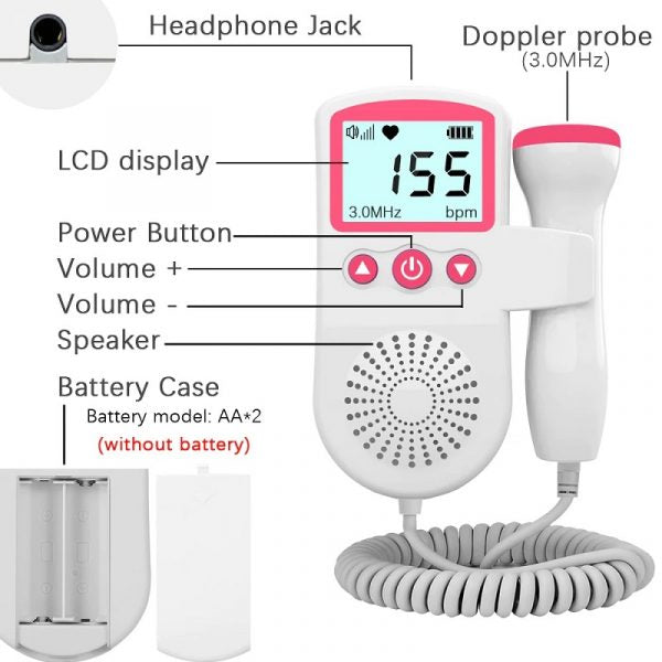 Fetal Doppler Monitor | Baby Heart Monitor with 3MHz Probe | Easy-to-Use Device for Expectant Mothers 6