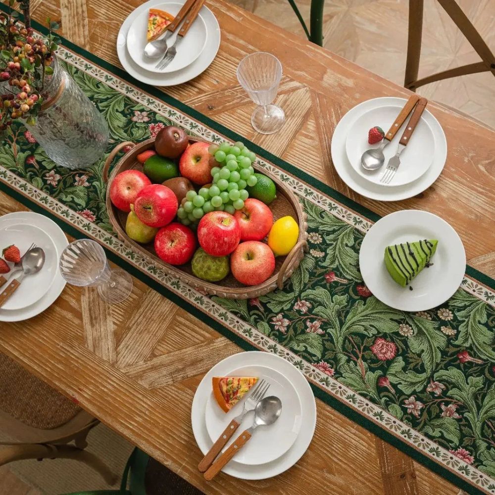 Flora Vine Embroidered Table Runner 2