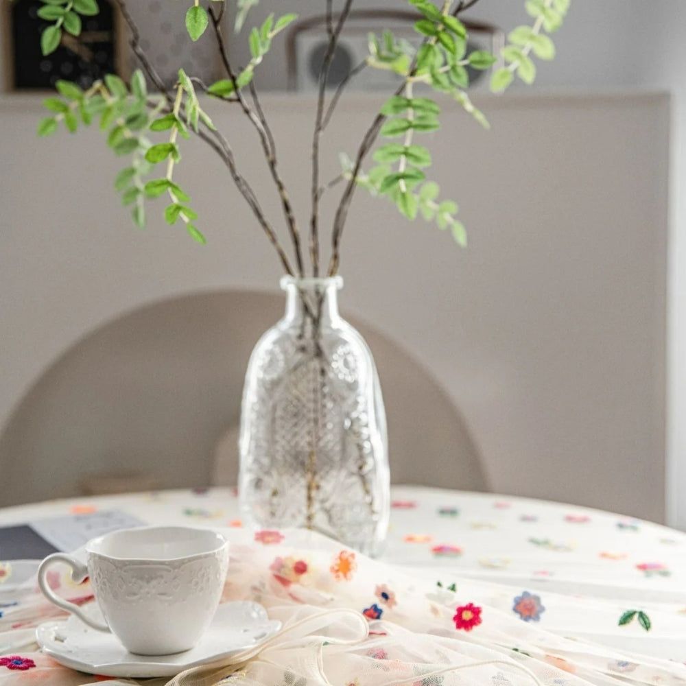 Floral Embroidered Lace Tablecloth Cover 2