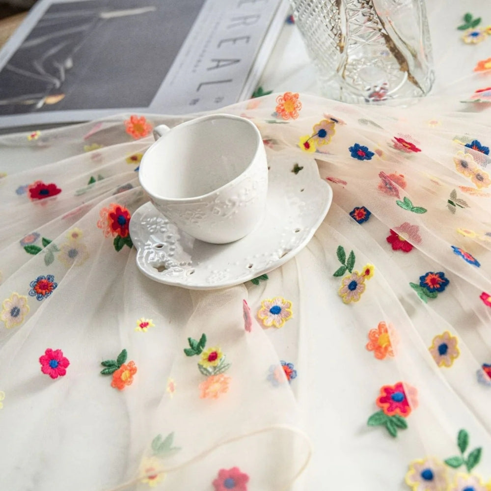 Floral Embroidered Lace Tablecloth Cover 6