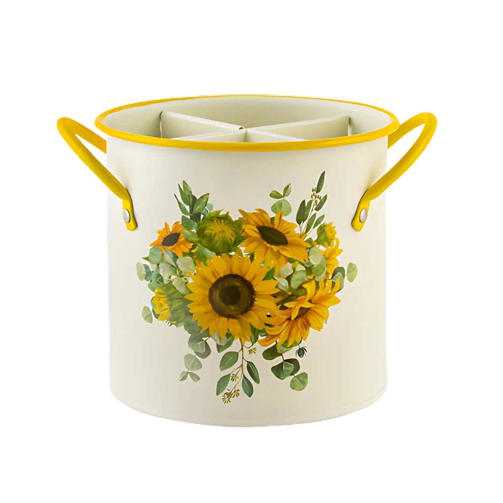 Floral Utensil Storage Basket with Divider Lid 8