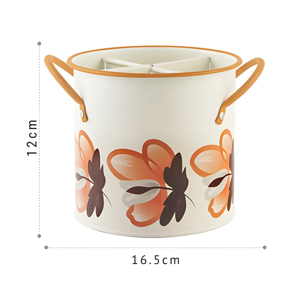 Floral Utensil Storage Basket with Divider Lid 9