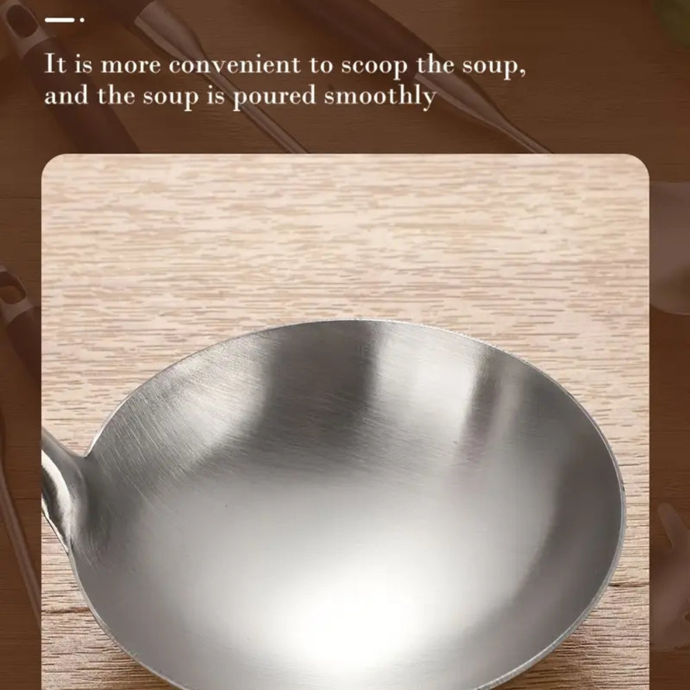 Gleaming Stainless Steel Wooden Utensils | 6Pcs Set 5