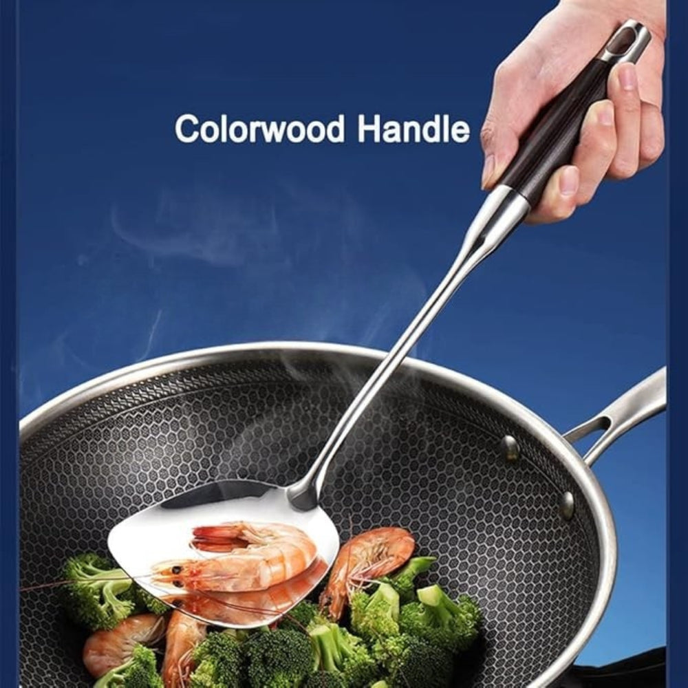 Gleaming Stainless Steel Wooden Utensils | 6Pcs Set 6