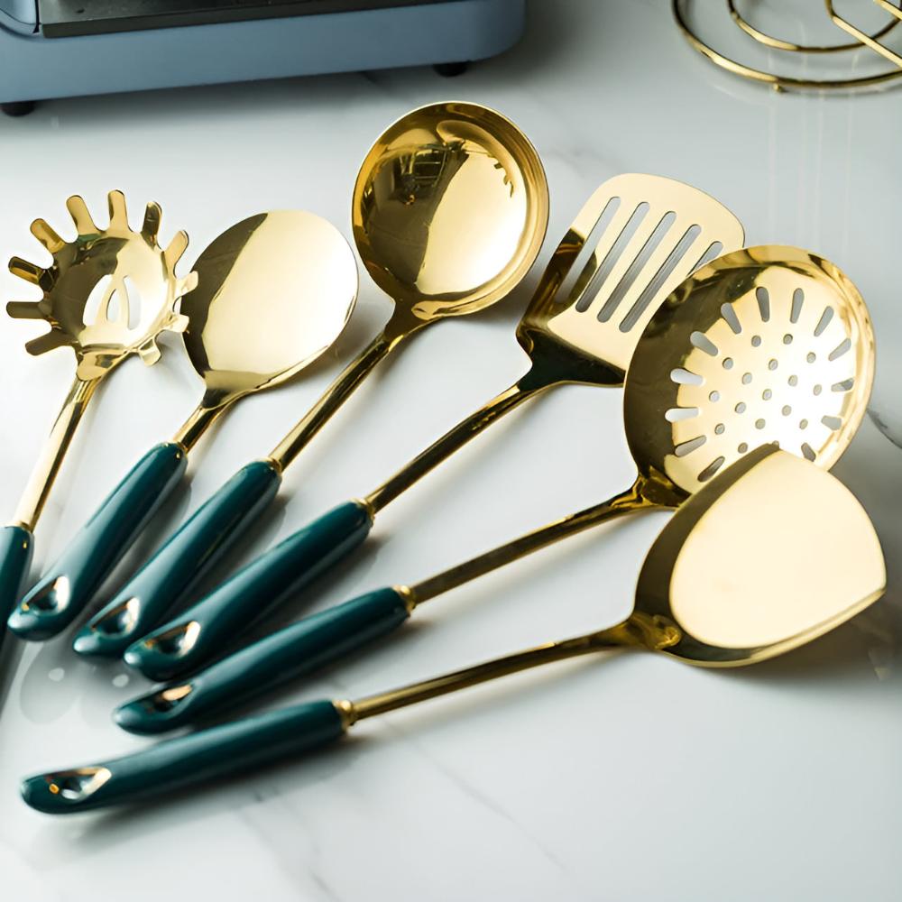 Golden Stainless Steel Utensil Set 6