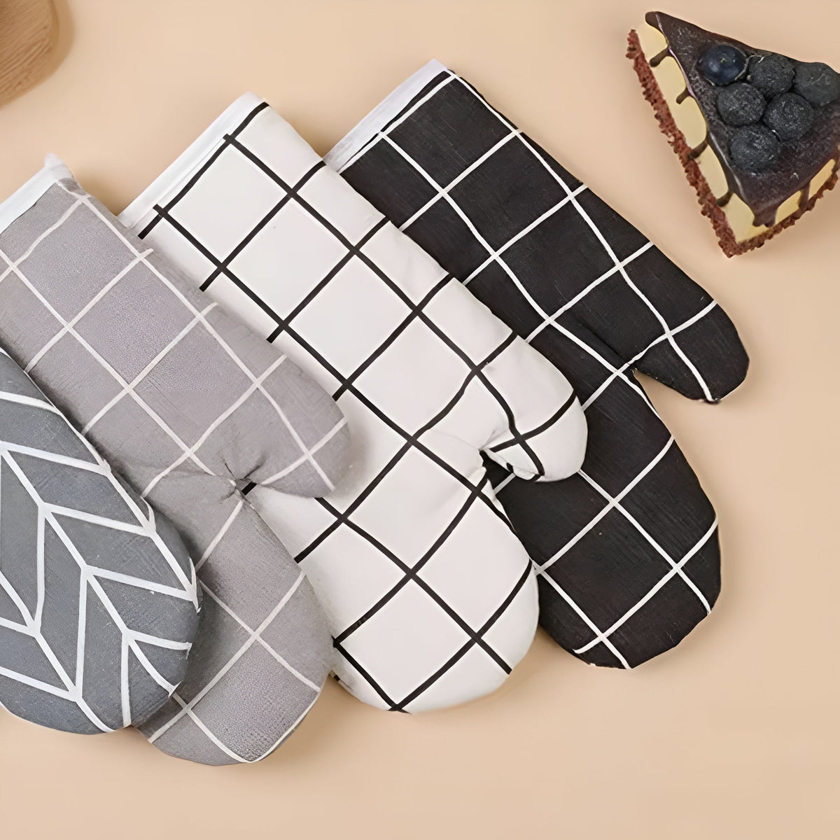 Heatproof Grid Pattern Kitchen Mitts 6