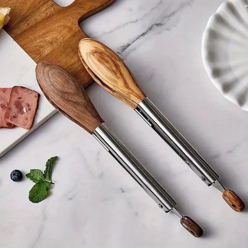 Heritage Wood & Steel Tongs | Set of 2 0
