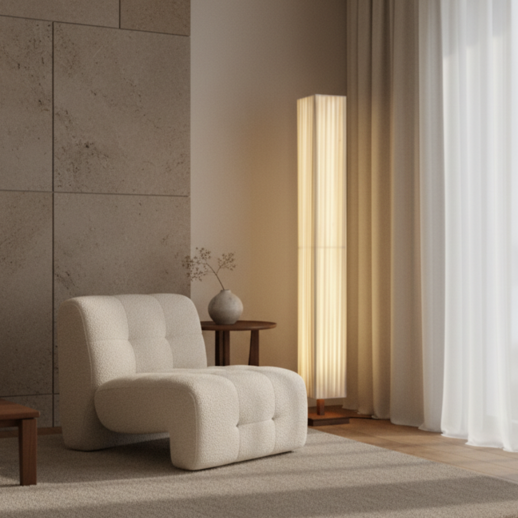 Hikari Collection | Modern Floor Lamp with Soft LED Light | Elegant Walnut Design for Calming Atmosphere