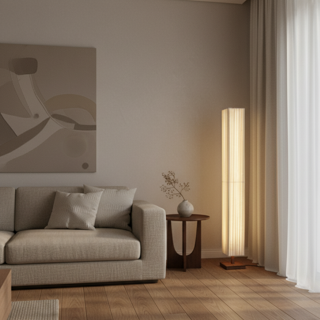 Hikari Collection | Modern Floor Lamp with Soft LED Light | Elegant Walnut Design for Calming Atmosphere