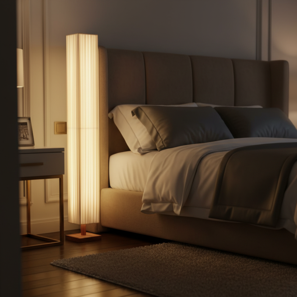 Hikari Collection | Modern Floor Lamp with Soft LED Light | Elegant Walnut Design for Calming Atmosphere