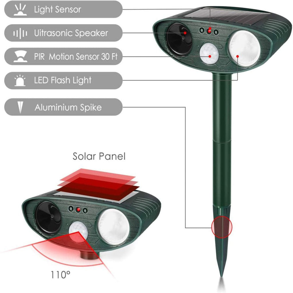 Outdoor Rabbit Deterrent – Solar Ultrasonic Pest Control Device